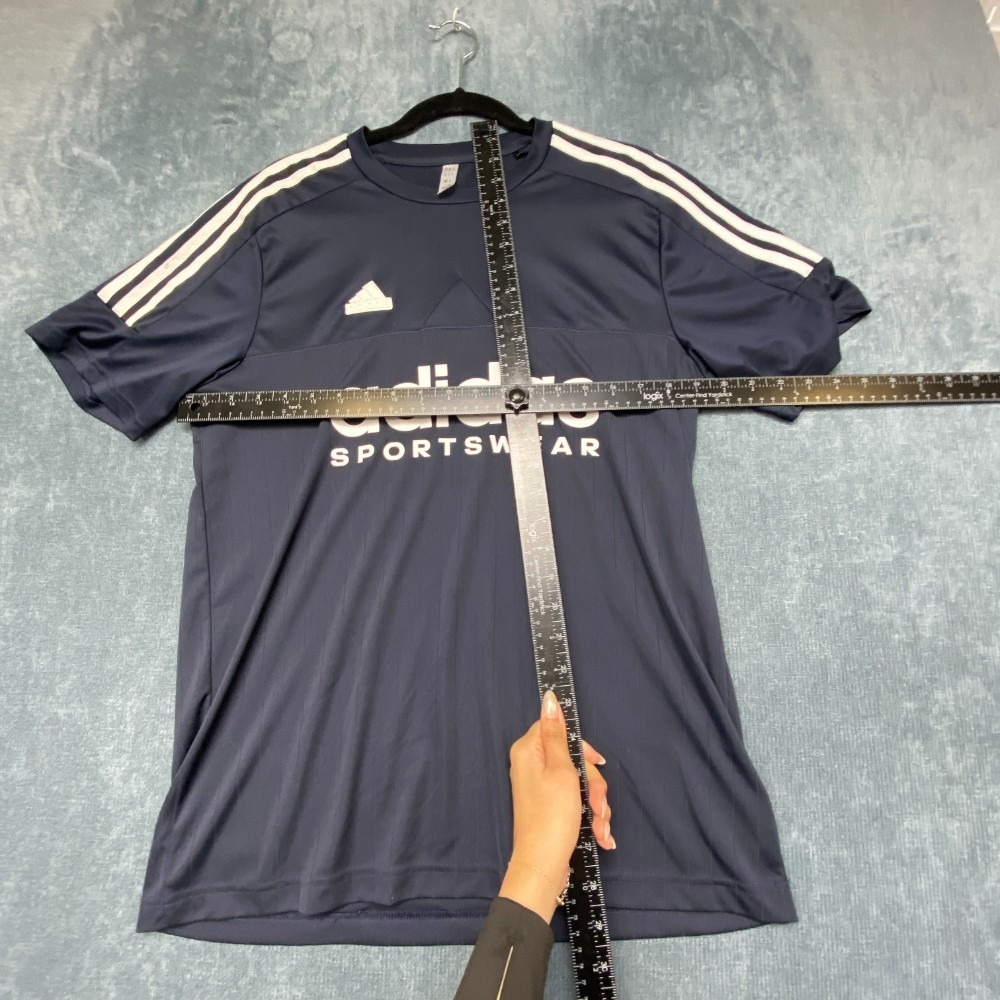 Adidas Sportswear Soccer Jersey Mens Medium Navy Blue Logo Short Sleeve Summer - Picture 6 of 12